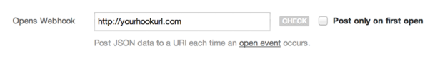 Enter your webhoook for open tracking
