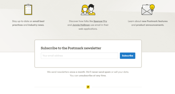 Postmark's newsletter opt-in