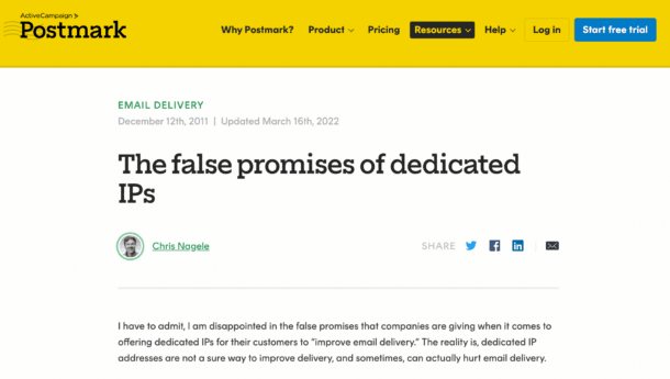 A blog post from 2011 describing our strong belief that dedicated IPs are often an excuse for an upsell and a means of handing off responsibility to customers.