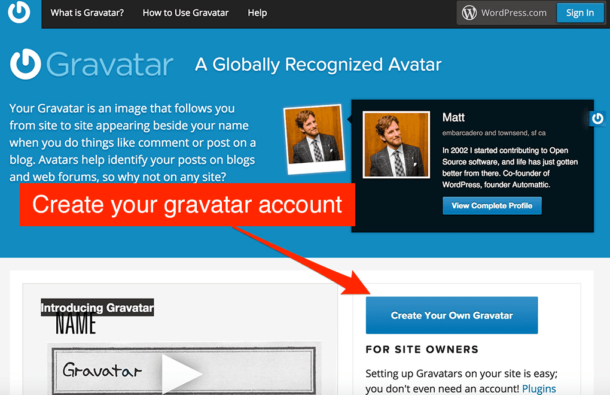 Add an image on Gravatar