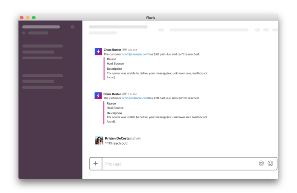 An image of Slack messages