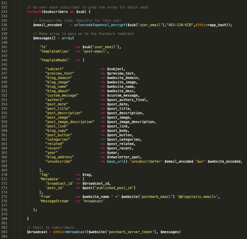 A visualization of variables in blogstatic's editing tool