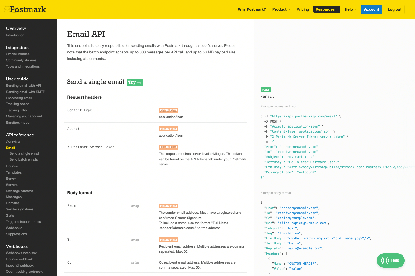 Postmark documentation