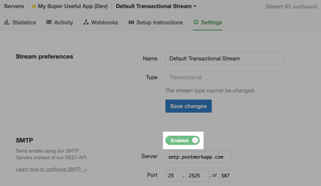 Enable SMTP for inbound domain forwarding