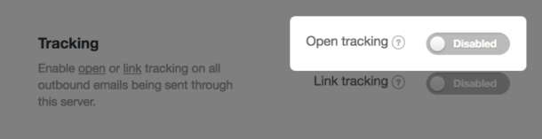 Screenshot of open tracking setting in a message server.